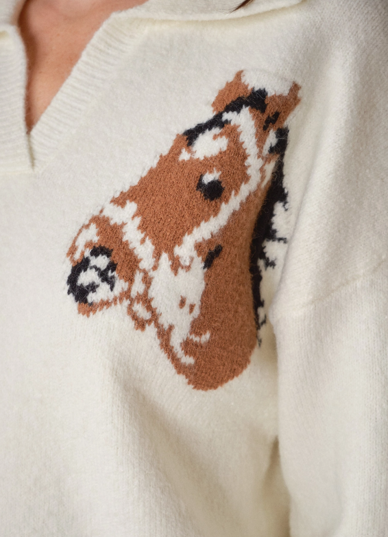 Blue b Western Horse Intarsia Sweater