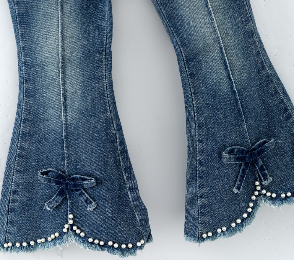 Clover Cottage Girl Jean "Pearl Denim Flares"