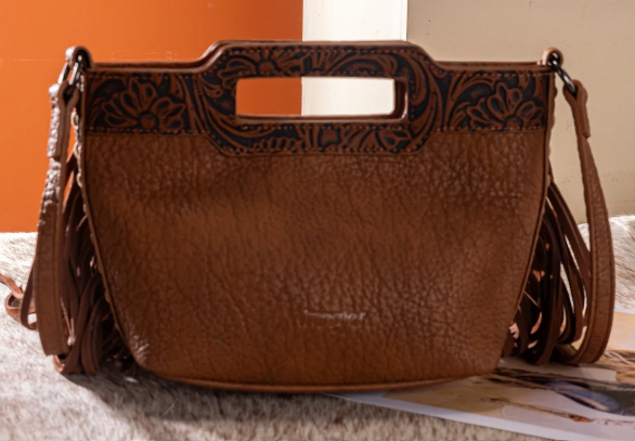 Wrangler Genuine Cowhide Top Handle Fringe Crossbody